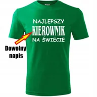 Koszulki męskie - Prezent na Dzień Ojca dla Taty Koszulka Męska Najlepszy + dowolny napis na świecie zielony 3XL - miniaturka - grafika 1