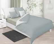 Pościel - Pościel satynowa 220x200 Double Face biała srebrna - miniaturka - grafika 1