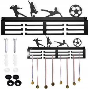 WIESZAK NA MEDALE METALOWY ŚCIENNY DLA PIŁKARZA PIŁKA NOŻNA HACZYKI 40 cm - Piłka nożna - miniaturka - grafika 1