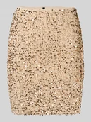 Spódnice - Spódnica mini o lekko rozkloszowanym kroju z cekinowym obszyciem model ‘BELLA’ - miniaturka - grafika 1