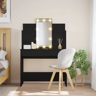 vidaXL Toaletka z oświetleniem LED, czarna, 96x40x142 cm - Toaletki - miniaturka - grafika 1