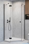 Kabiny prysznicowe - Radaway Essenza Black Ptj kabina pięciokątna 80x80cm lewa szkło przejrzyste 1385010-54-01L/1385049-01-01 - miniaturka - grafika 1
