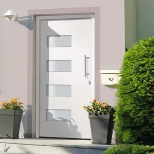 shumee Drzwi zewnętrzne aluminium i PVC białe 100x210 cm - Drzwi zewnętrzne - miniaturka - grafika 1