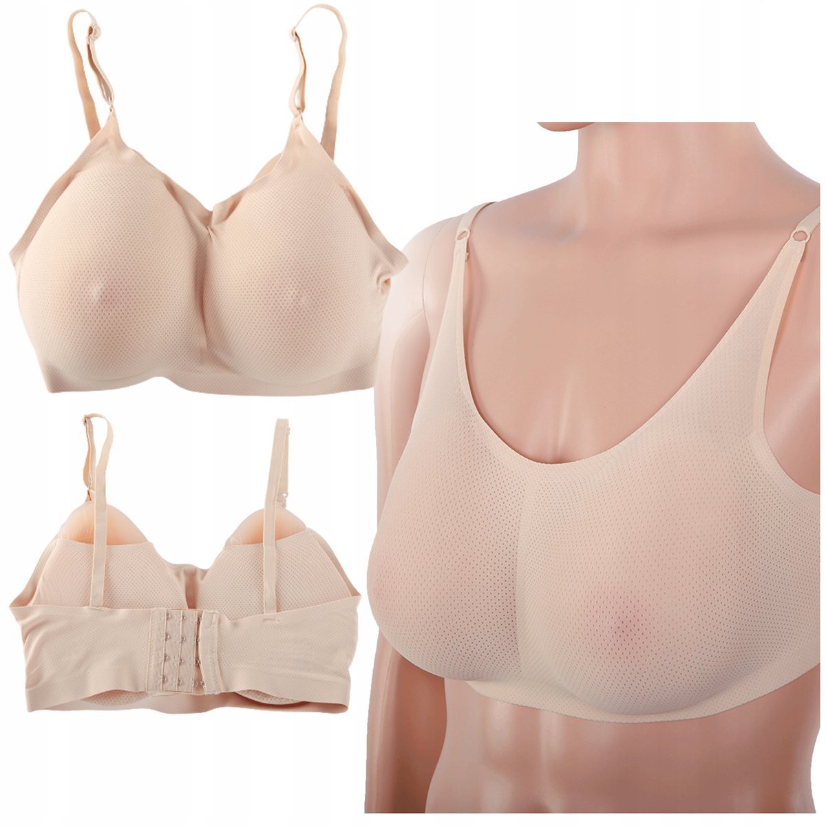 BIUSTONOSZ STANIK NA PROTEZĘ PROTEZY PIERSI - 85 DLA KOBIET KOBIECY BEŻOWY