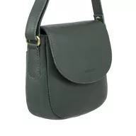 Torebki damskie - Skórzana torebka damska na ramię mini listonoszka ciemnozielona - miniaturka - grafika 1