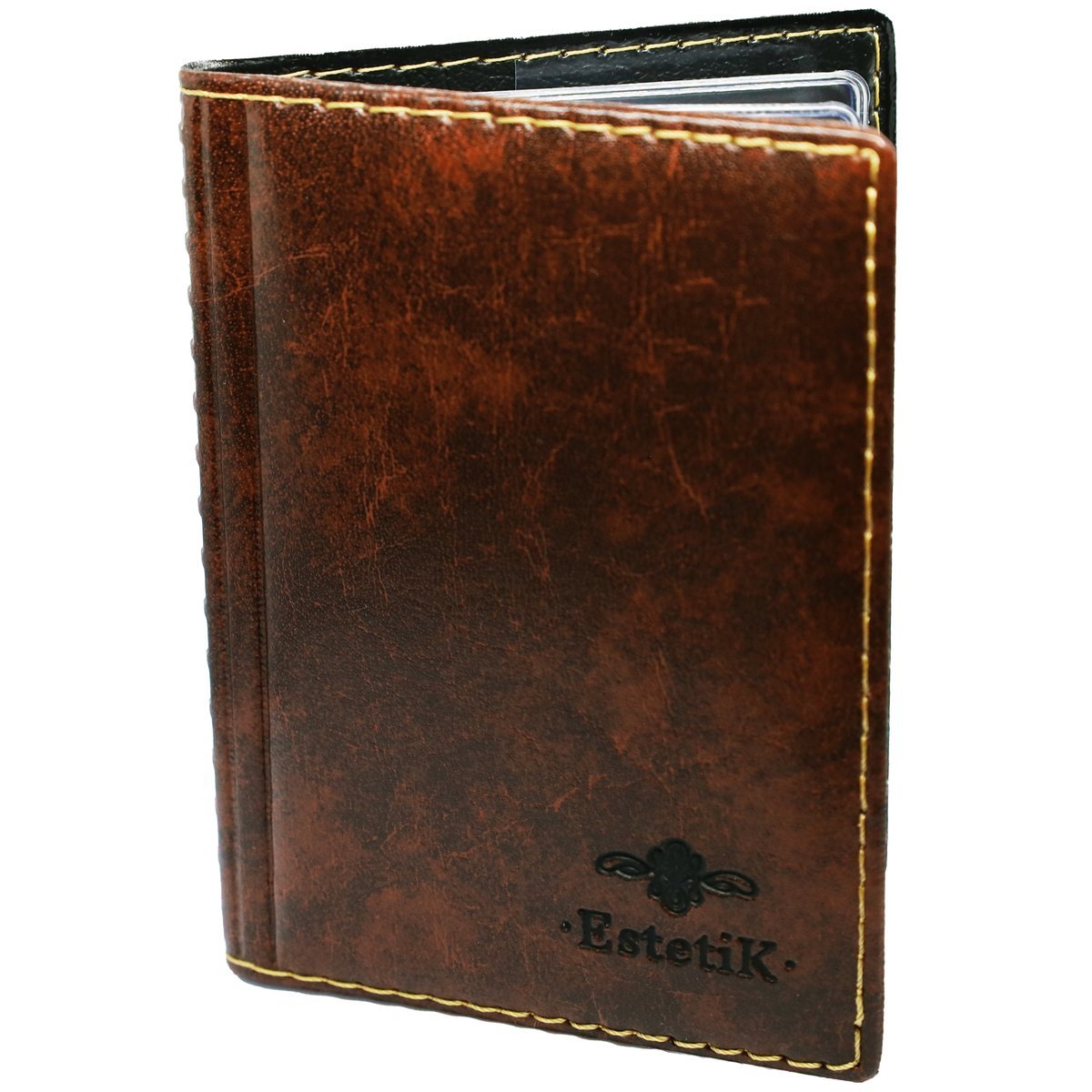 Etui Skóra Duże Brązowe na Dokumenty Oprawka na Karty Dowód Prawo Jazdy