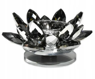 Świecznik na nodze kryształowy LOTOS BLACK GLAMOUR 10x6cm obracany - Świeczniki - miniaturka - grafika 1