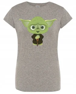 T-Shirt damski nadruk fun art zielony YODA r.M - Koszulki i topy damskie - miniaturka - grafika 1