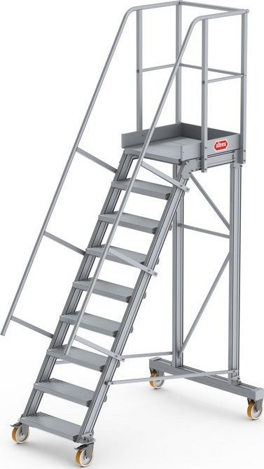 Lero Aluminiowy podest roboczy jezdny wys. 221 cm, 9 stopni, 4 koła