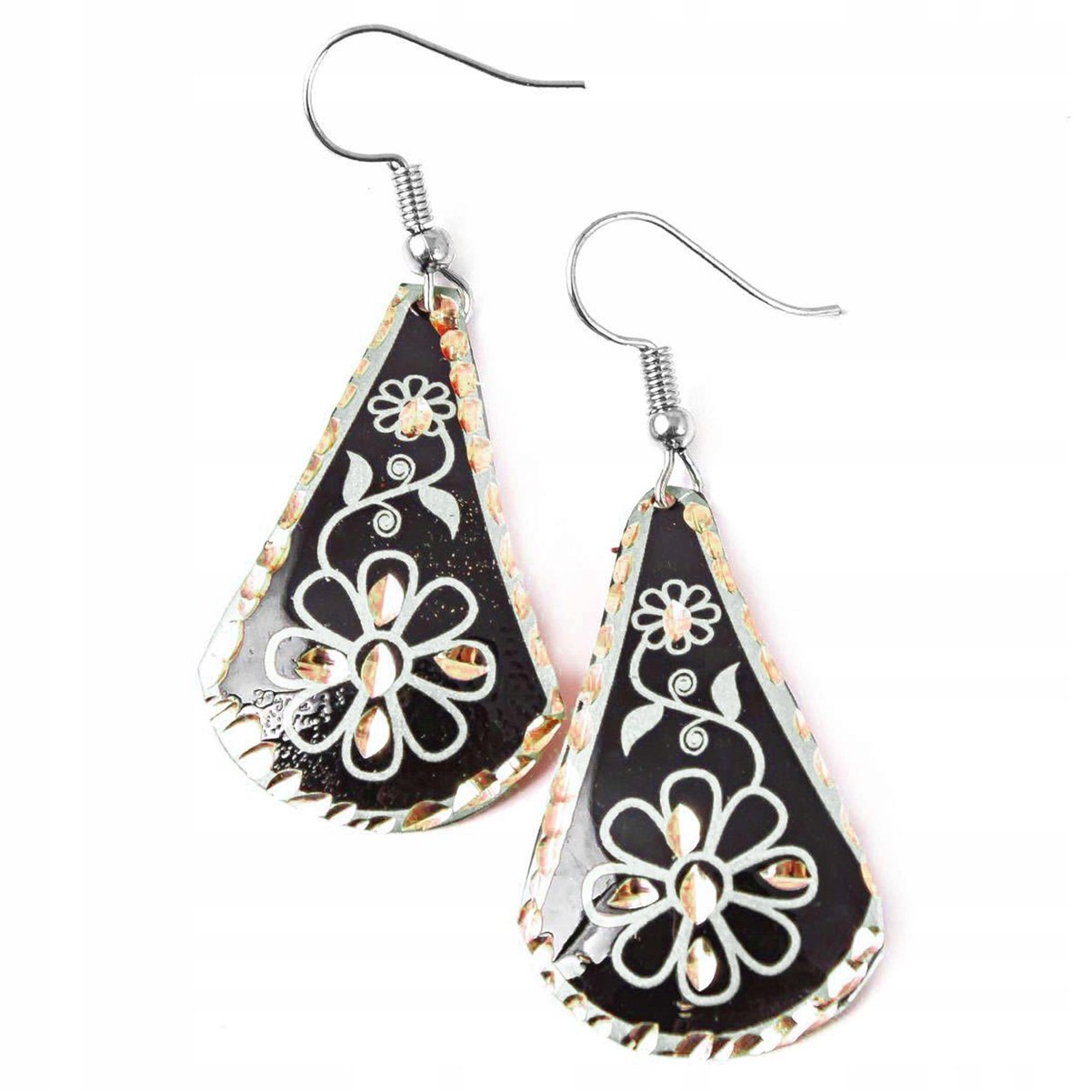 Kolczyki Z Miedzi Miedziane Wiszące Kwiatowe Biżuteria Dla Kobiety Piękne