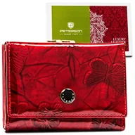 Portfele - PETERSON Mały czerwony portfel damski skórzany portmonetka na bigiel antykradzieżowy RFID - miniaturka - grafika 1