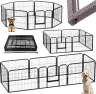 Sprzęt podróżny i transportery dla psów - KOJEC WYBIEG KLATKA ZAGRODA BRAMKA dla Psa Psów Szczeniąt 8 paneli 60 cm - miniaturka - grafika 1