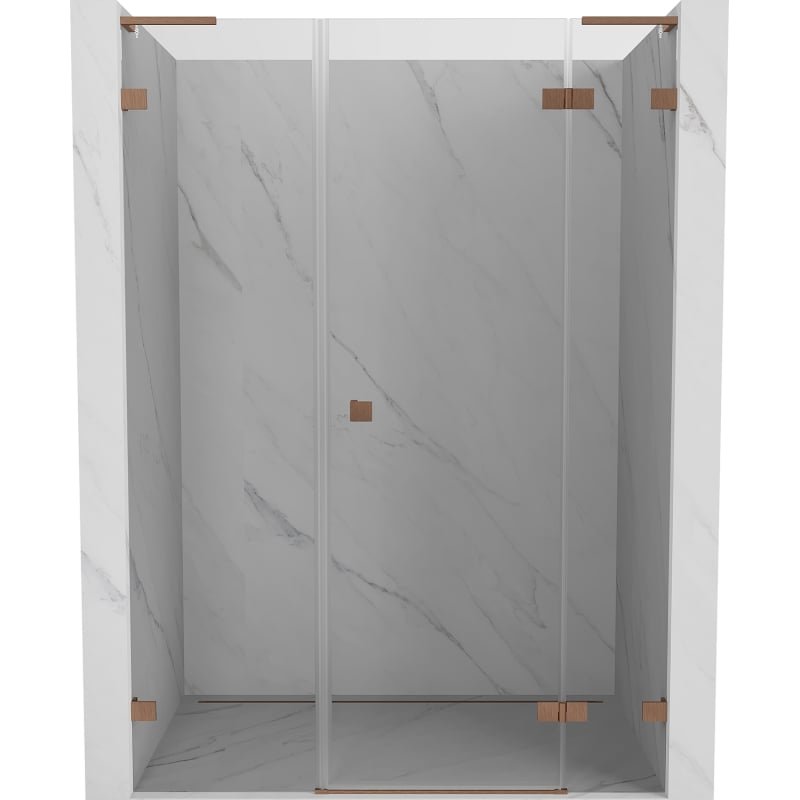 Mexen Lunar L drzwi prysznicowe uchylne prawe 140 cm, transparent, miedź szczotkowana - 834SL-140-050-65-00-P