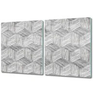 Deski do krojenia - Szklane Deski Kuchenne - Dekoracyjny Element - 2x 40x52 cm - Szare kostki efekt 3d - miniaturka - grafika 1