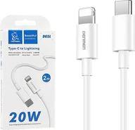 Kable USB - Kabel USB Vega DENMEN KABEL USB PD TYP-C - LIGHTNING 20W 3,6A WZMACNINANY BIAŁY 2M D65> - miniaturka - grafika 1