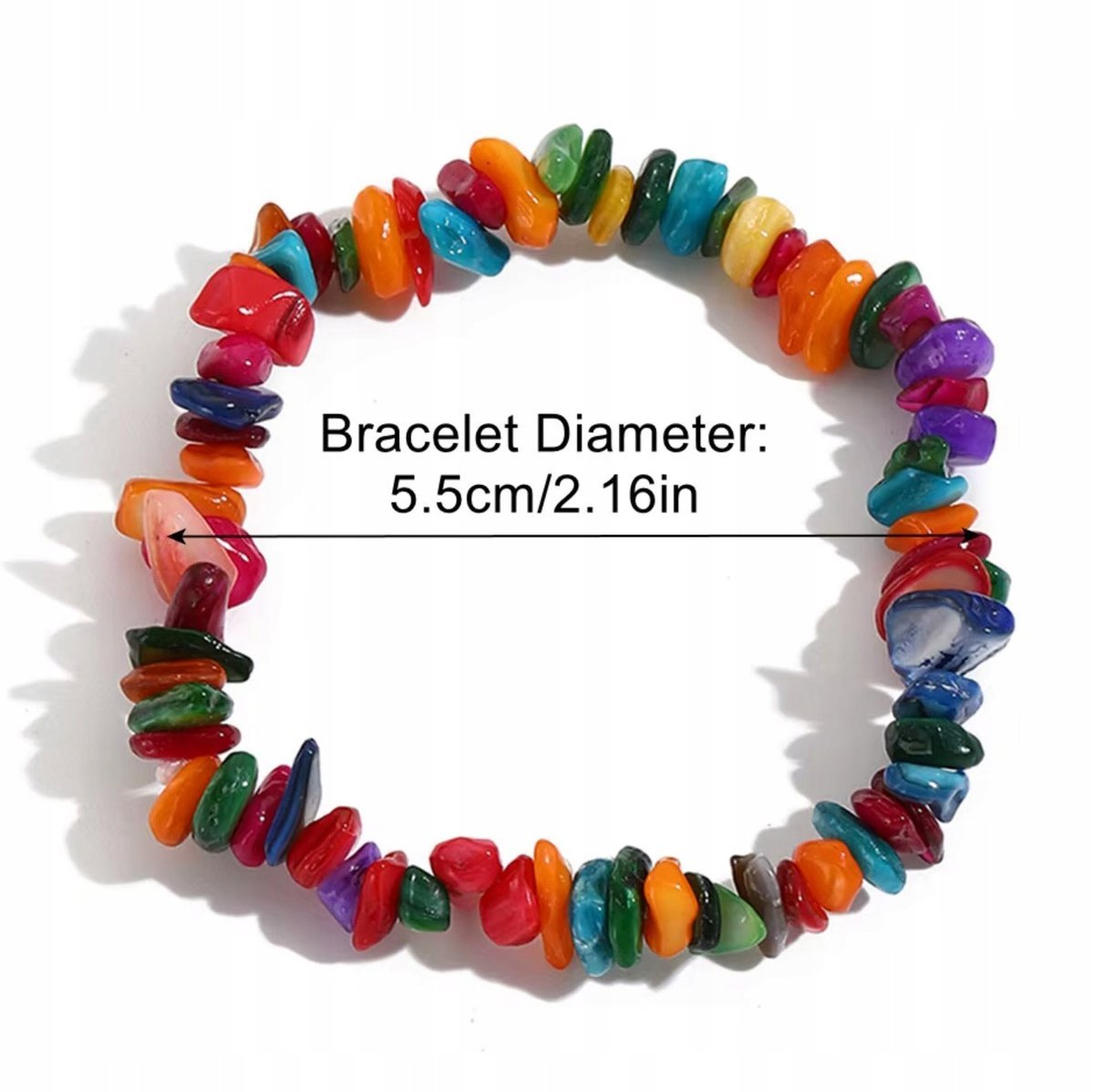 Kolorowa Bransoletka Kamienie Regulowana Elastyczna Ręcznie Robiona