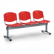 Inne meble biurowe - B2B Partner Ławka do poczekalni plastikowa VERONA - 3 siedziska, czerwony 479066 - miniaturka - grafika 1