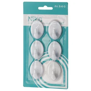 Wieszaki samoprzylepne NIKO 26257 białe 6 sztuk - Wieszaki łazienkowe - miniaturka - grafika 1