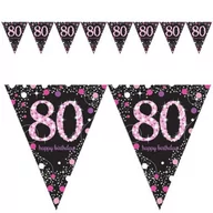 Gadżety dla niej i dla niego - Amscan Baner flagi "80 Urodziny - Sparkling Celebrations Pink", 400 cm 9901748 - miniaturka - grafika 1