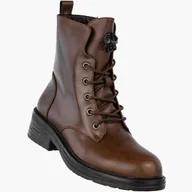 Botki damskie - Trzewiki Damskie Skórzane Buty Zimowe Ocieplane Eleganckie Brązowe M.Daszyński SFY2509-1 Brązowy 38 - miniaturka - grafika 1