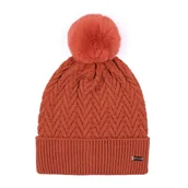 Czapki damskie - Damska czapka z delikatnym pomponem pomarańczowa - miniaturka - grafika 1