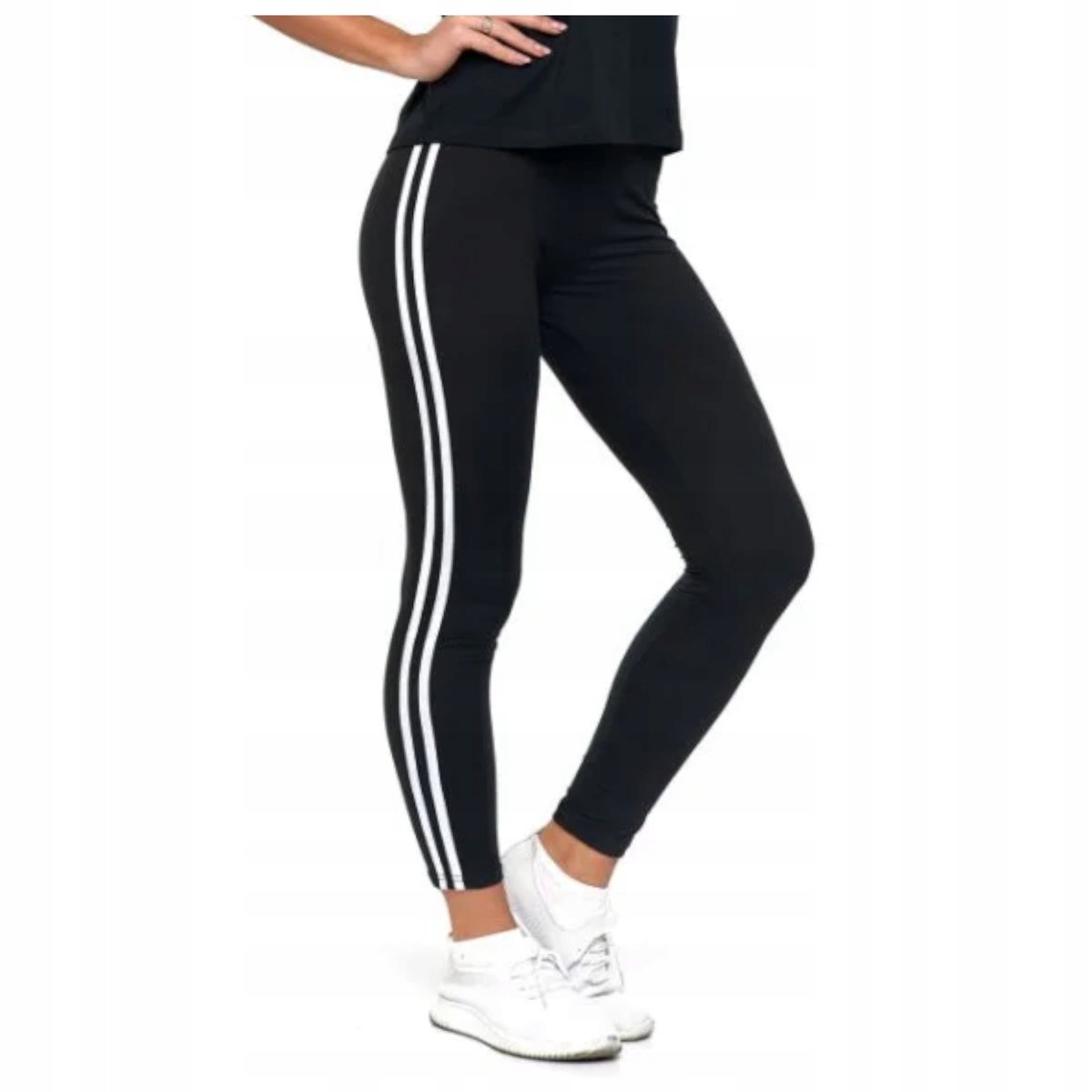Klasyczne legginsy damskie z wysokim stanem CZARNE S/M