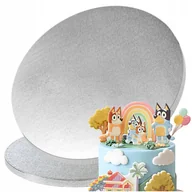 Dodatki do ciast w proszku - Podkład pod tort OKRĄGŁY SREBRNY 35 cm 1,2 cm podstawka Mocny Solidny - miniaturka - grafika 1