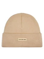 Czapki damskie - Calvin Klein Jeans Czapka Inst Patch Beanie K50K512142 Beżowy - miniaturka - grafika 1