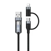 Kable USB - Tellur 4In1 Cable, 3A, 2Xtype-C, Lightning, Usb, 1M, Black - miniaturka - grafika 1