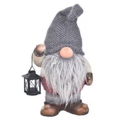 Ozdoby bożonarodzeniowe - Skrzat z ceramiki z materiałową czapką i latarenką 56 cm - miniaturka - grafika 1