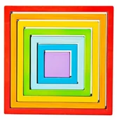 Układanki dla dzieci - Drewniana układanka tęczowe kwadraty Bigjigs Toys - miniaturka - grafika 1