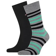 Skarpetki męskie - Tommy Hilfiger Męskie skarpety Duo Stripe Classic (2 sztuki), szary melanż/zielony, 43 EU - miniaturka - grafika 1
