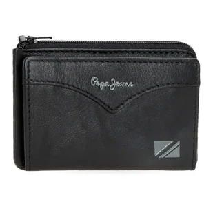 Pepe Jeans Kurtka Portfel z uchwytem na karty Czarny 11x7x1,5 cm Skóra by Joumma Bags, Czarny (Black), Talla única, Portfel na karty - Portfele - miniaturka - grafika 1