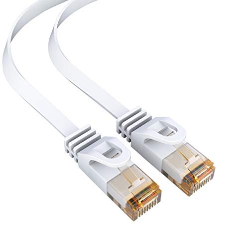 mumbi Kabel LAN 2 m CAT 6 kabel sieciowy płaski kabel CAT6 Ethernet kabel krosowy RJ45 2 m, biały