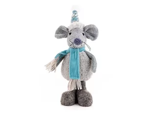 Figurka świąteczna FLORINA, Winter Home, Mysz z niebieskim szalikiem, 22 cm - Ozdoby bożonarodzeniowe - miniaturka - grafika 1