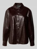 Bluzki damskie - Bluzka o kroju relaxed fit z imitacji skóry - miniaturka - grafika 1