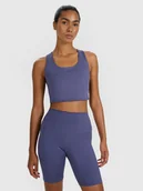 Bielizna sportowa damska - 4F Biustonosz treningowy z niskim wsparciem - granatowy L - miniaturka - grafika 1