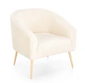 Fotele - Fotel wypoczynkowy GRIFON 2 boucle kremowy na drewnianych nogach - miniaturka - grafika 1
