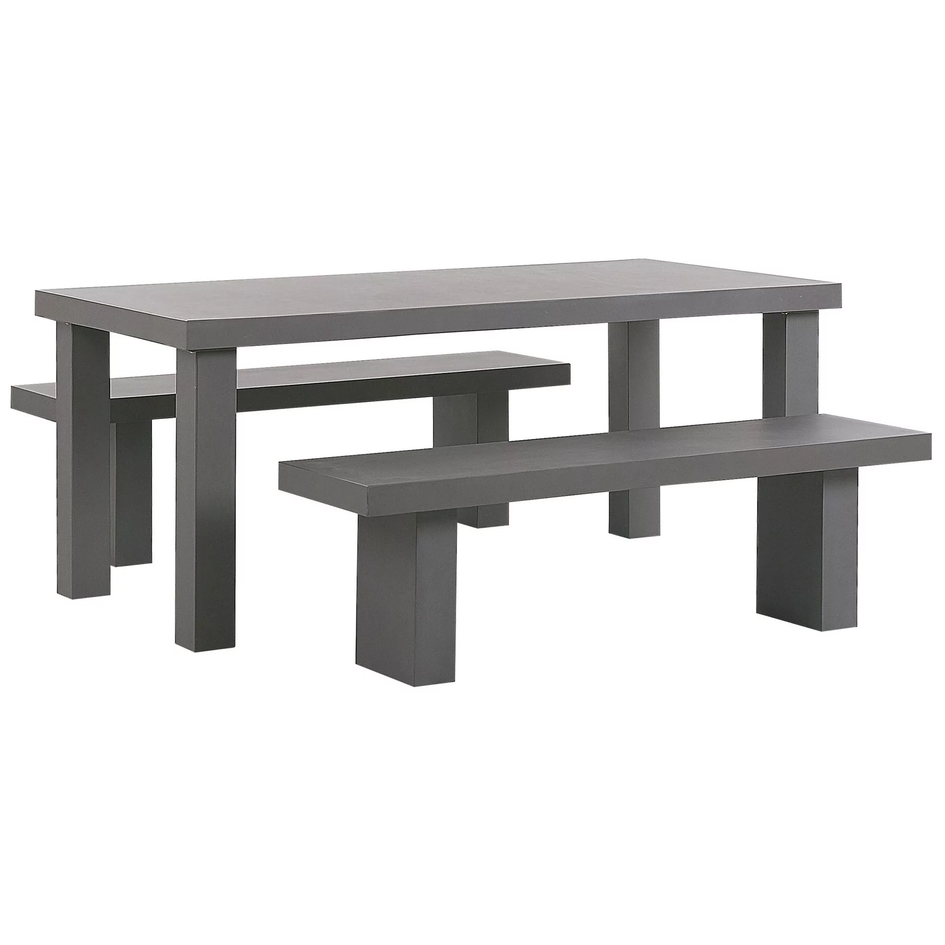 Beliani Zestaw ogrodowy Taranto betonowy stół i 2 ławki szary 216816