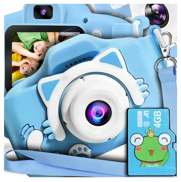 APARAT CYFROWY DLA DZIECI Dziecka Fotograficzny NIEBIESKI KOTEK + KARTA 4GB