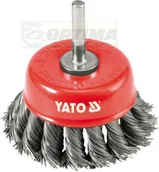 Materiały ścierne - Yato Szczotka czołowa z trzpieniem, drut splatany YT-4752 - miniaturka - grafika 1