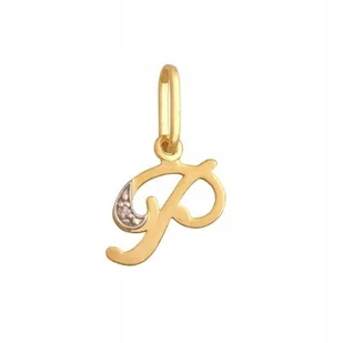 Złota Przywieszka 585 Literka P Cyrkonia 0.45 g Rodium - Wisiorki - miniaturka - grafika 1