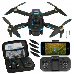 DRON DLA DZIECI 2 kamery silniki BEZSZCZOTKOWE zawis WIFI ZABAWKA + APP - Zabawki zdalnie sterowane - miniaturka - grafika 1
