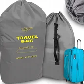 Walizki - POKROWIEC OCHRONNY NA WÓZEK WOREK DO SAMOLOTU AUTA TORBA UNIWERSALNY SZARY - miniaturka - grafika 1
