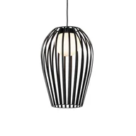 Lampy sufitowe - QAZQA Designerska lampa wisząca czarna z opalem - Angela - miniaturka - grafika 1