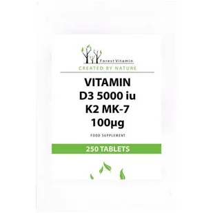 Forest Vitamin, Vitamin D3 5000 IU K2 MK-7 100ug, 250 tab. - Witaminy i minerały - miniaturka - grafika 1