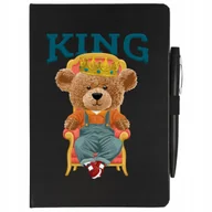Zeszyty szkolne - NOTES CZARNY A5 LINIA+ DŁUGOPIS KING TEDDY Wzory - miniaturka - grafika 1