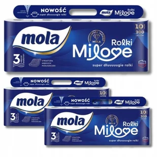Papier toaletowy 3-warstwowy Mola Milove 10 sztuk (200 listków) x 3 opakowania - Papier toaletowy - miniaturka - grafika 1