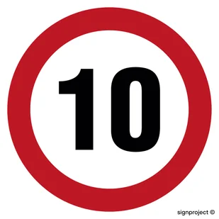 SA029 OGRANICZENIE PRĘDKOŚCI 10, PN - PŁYTA PCV 1MM; (600X600MM) - Systemy ekspozycyjne i znaki informacyjne - miniaturka - grafika 1