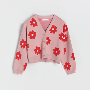 Bluzy dla dziewczynek - Reserved - Kardigan w kwiaty - Różowy - grafika 1